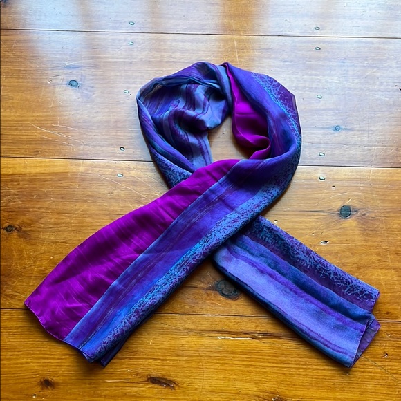 Silky Purple/Blue/Magenta Scarf - Picture 3 of 3